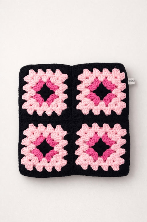 Pink and Black Crochet Cat Hat