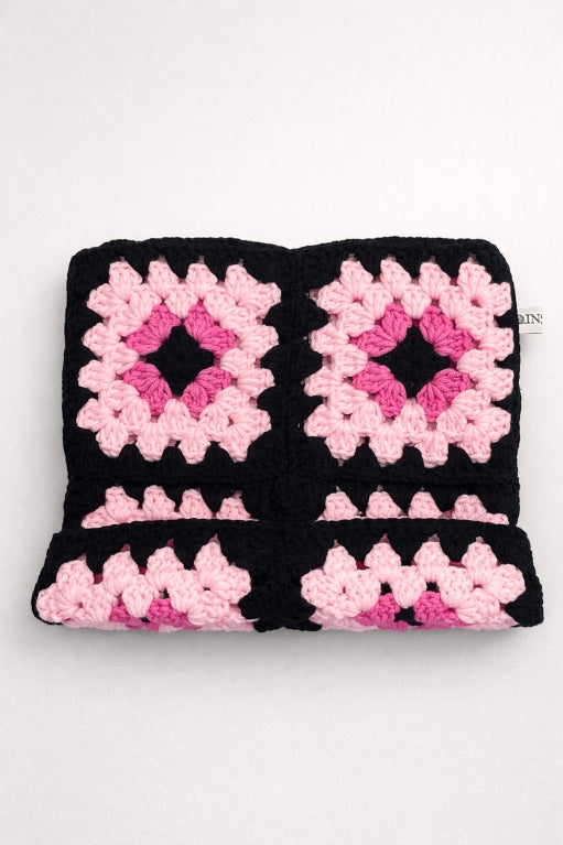 Pink and Black Crochet Cat Hat